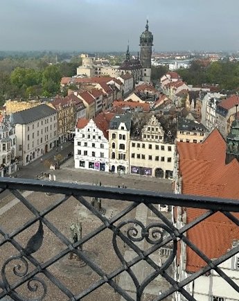 Blick vom Turm der Schlosskirche in Lutherstadt Wittenberg 