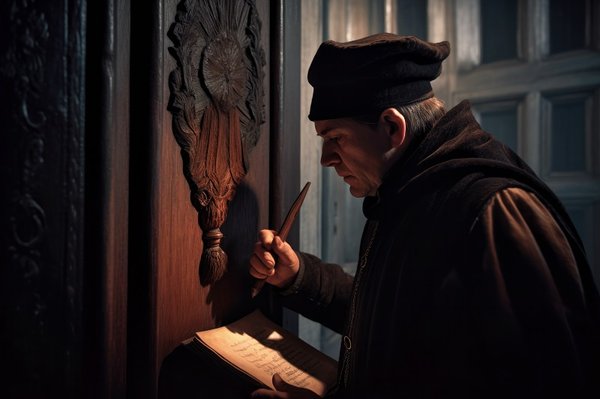 Luther beim Anbringen der Thesen 