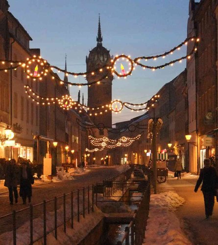 Weihnachtlich beleuchtete Wittenberger Innenstadt