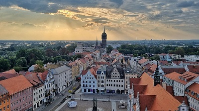 Sensationeller Blick von der Stadtkirche auf die Schlosskirche in der Lutherstadt Wittenberg